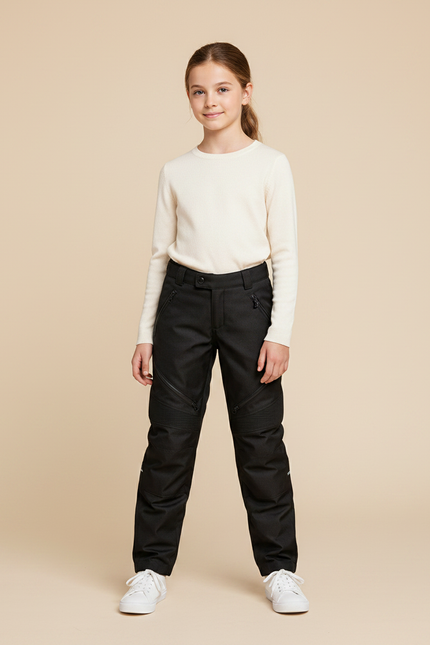 Pantalon Noir Sport Enfant Côtelé Zippé - Polyester