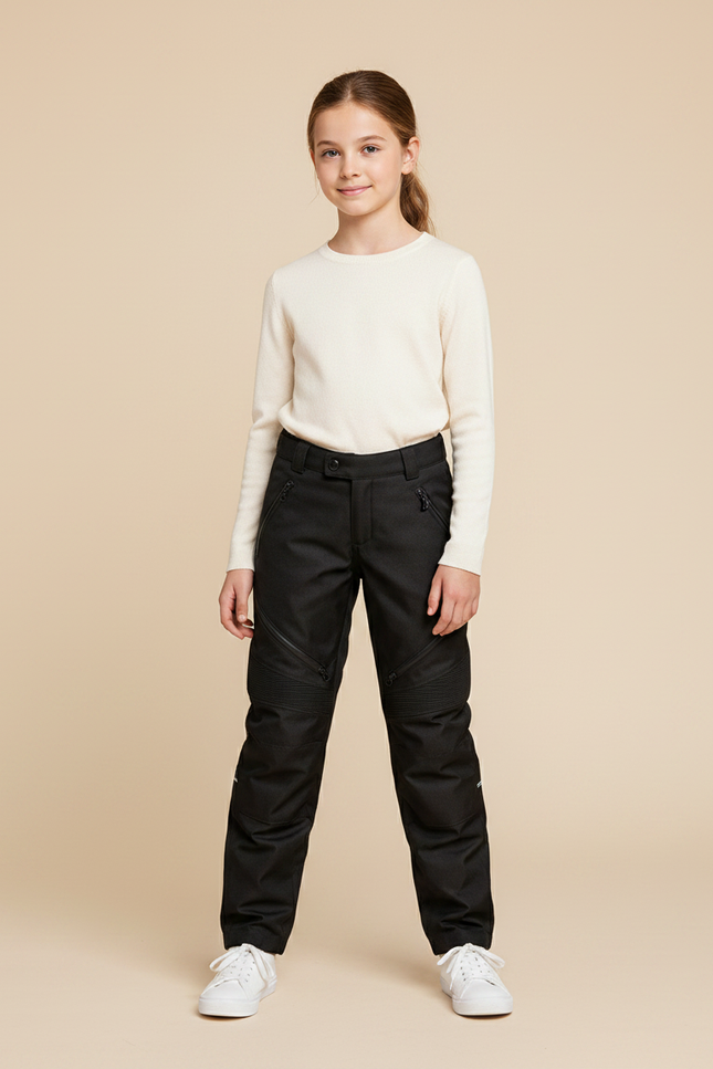 Pantalon Noir Sport Enfant Côtelé Zippé - Polyester