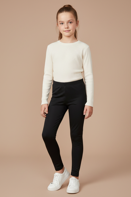 Pantalon Noir Legging Enfant Coton Confortable Simple