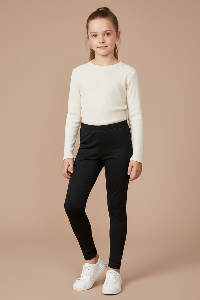 Pantalon Noir Legging Enfant Coton Confortable Simple