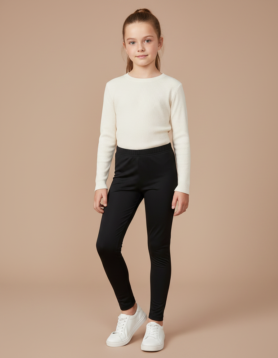 Pantalon Noir Legging Enfant Coton Confortable Simple