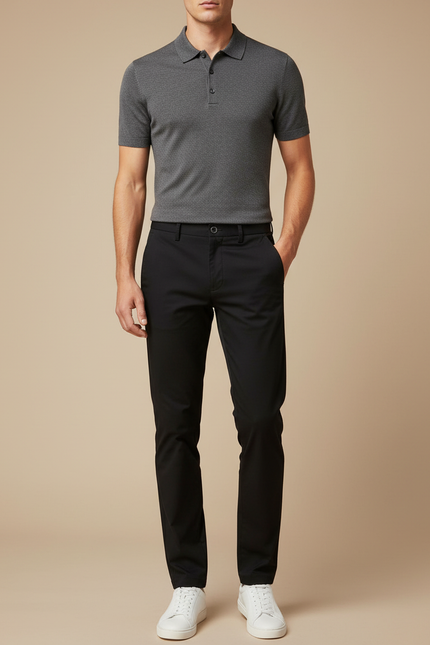 Pantalon Noir Slim Habillé Classique Homme - Gabardine