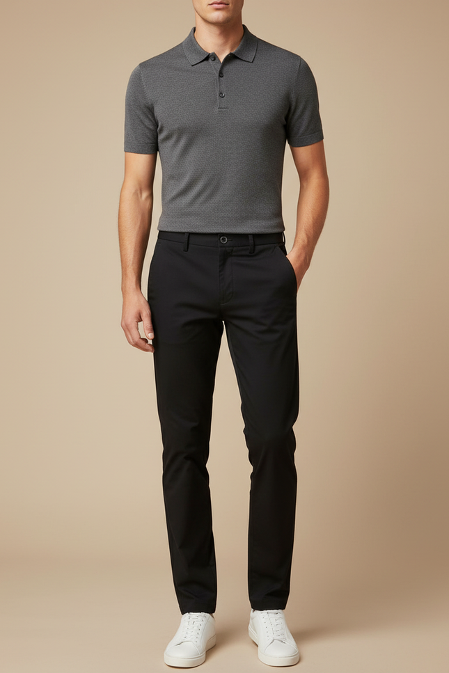 Pantalon Noir Slim Habillé Classique Homme - Gabardine