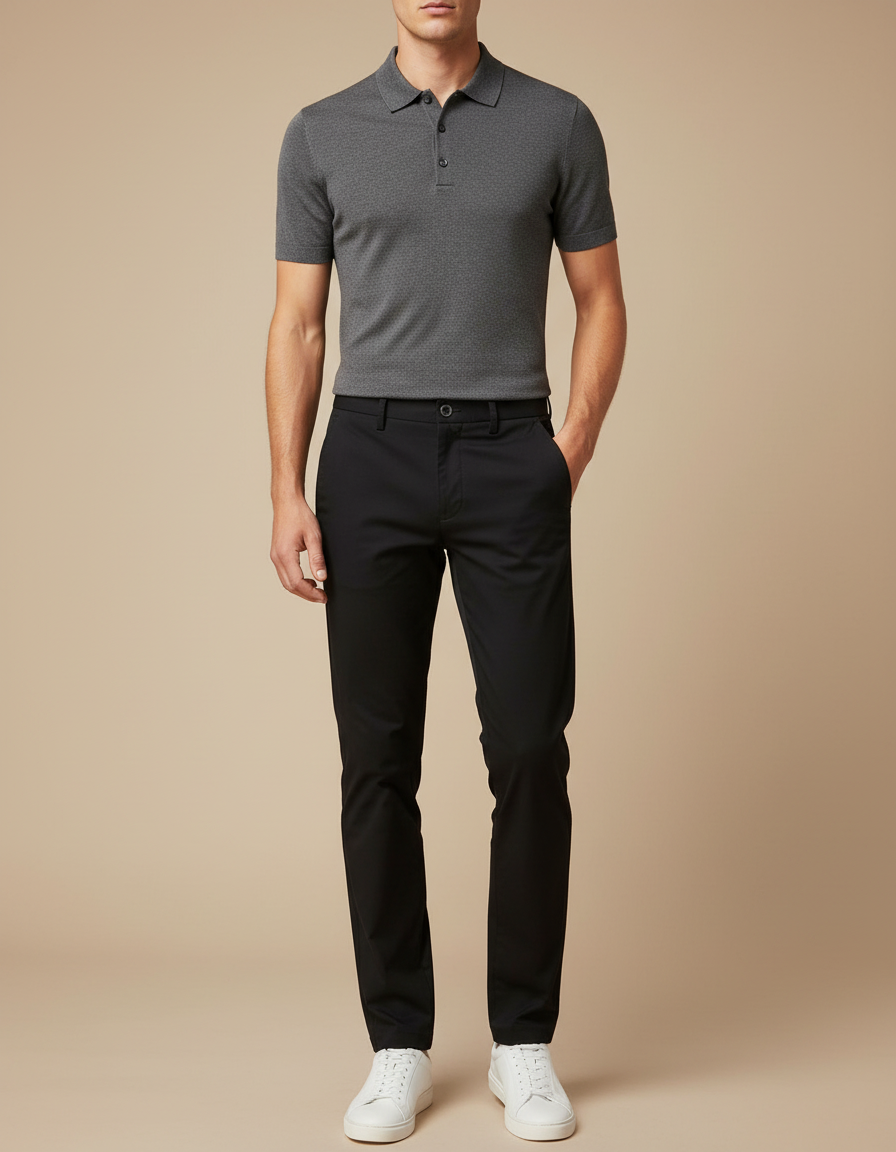 Pantalon Noir Slim Habillé Classique Homme - Gabardine