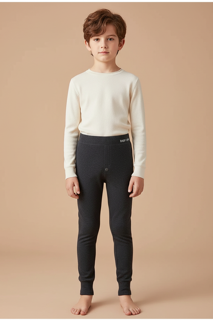 Pantalon Noir Doux Confortable Extensible Enfant - Gris Molleton