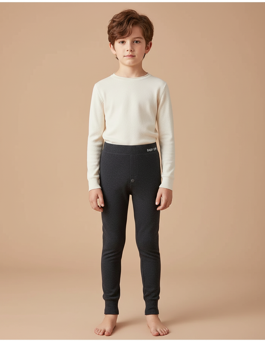 Pantalon Noir Doux Confortable Extensible Enfant - Gris Molleton