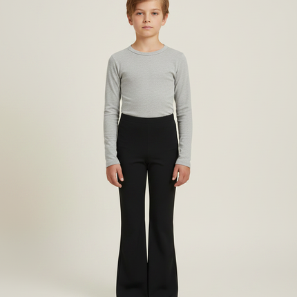 Pantalon Noir Évasé Fluide Enfant - Polyester