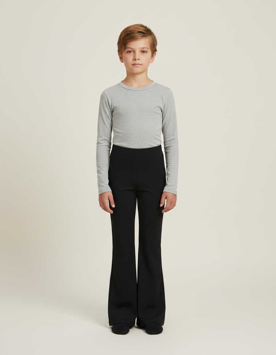 Pantalon Noir Évasé Fluide Enfant - Polyester
