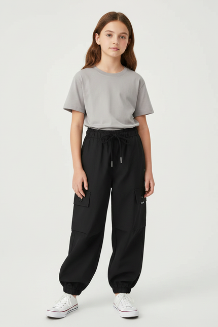 Pantalon Cargo Noir Large - Polyester