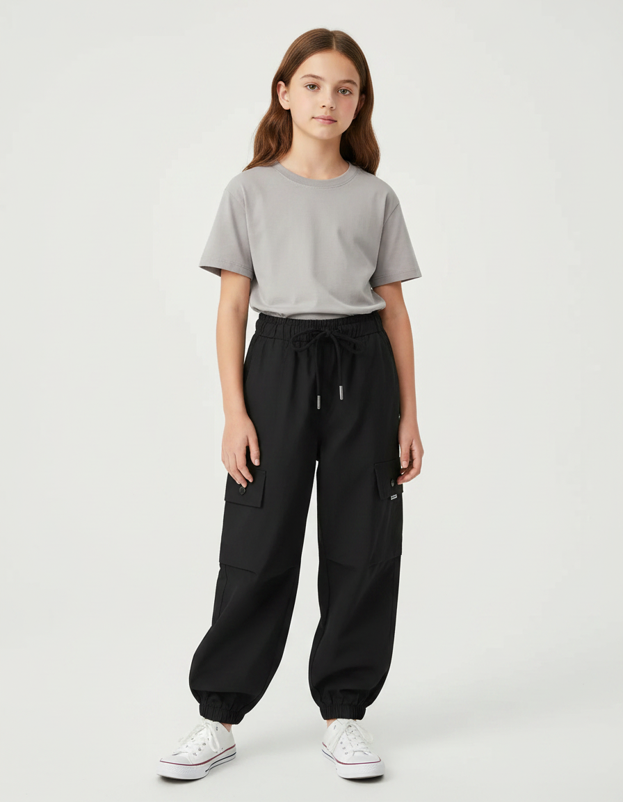 Pantalon Cargo Noir Large - Polyester