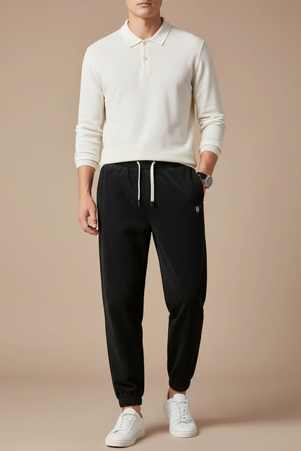 Pantalon Noir Côtelé Décontracté Homme Sport - Cordé