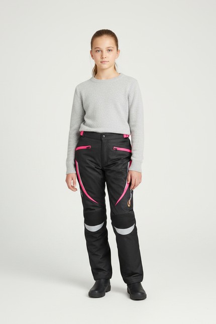 Pantalon Noir Moto Fille Réfléchissant Imperméable - Polyester