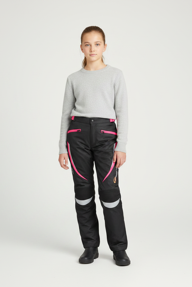 Pantalon Noir Moto Fille Réfléchissant Imperméable - Polyester