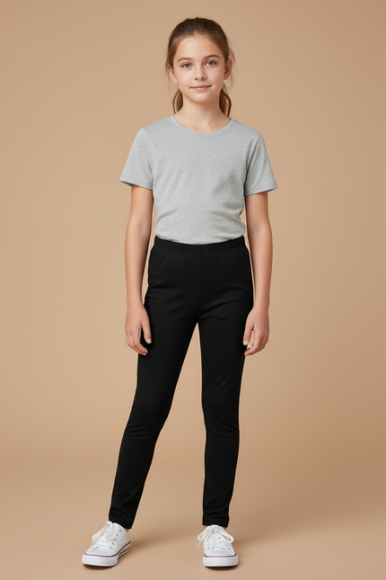 Pantalon Noir Fille Slim Confortable Coton - Polyester