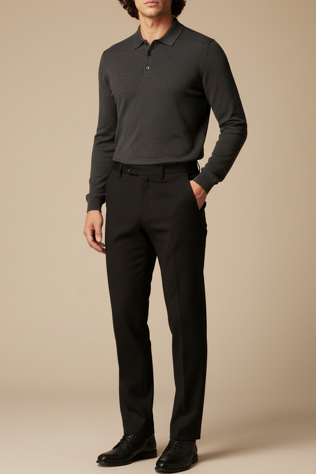 Pantalon Noir Homme Habillé Slim Stretch Élégant - Gabardine