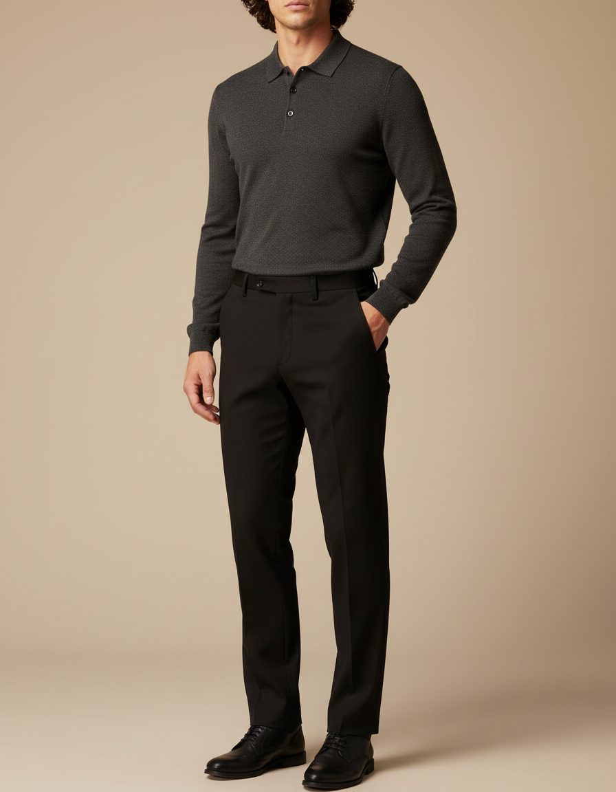 Pantalon Noir Homme Habillé Slim Stretch Élégant - Gabardine