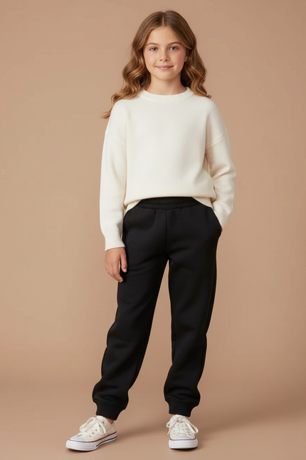 Pantalon Noir Molleton Ample Confortable Enfant