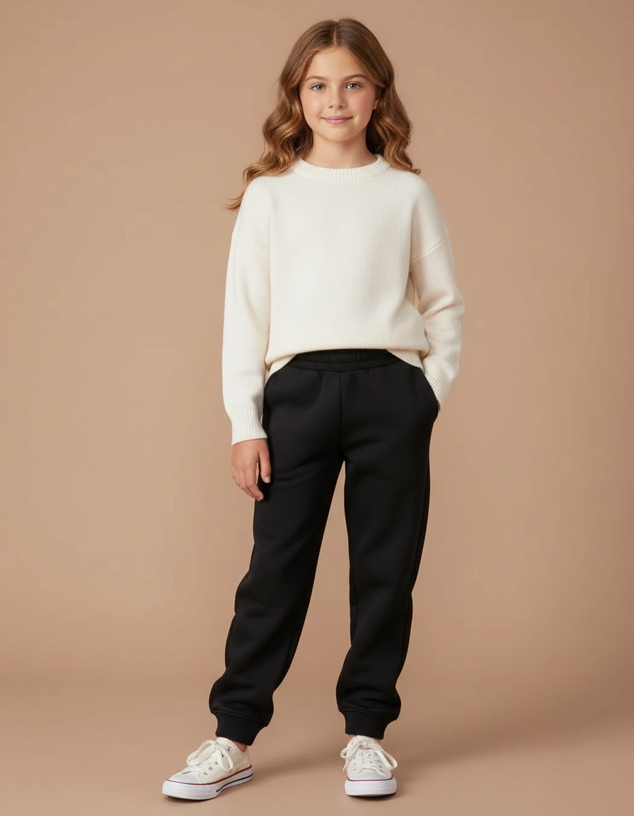 Pantalon Noir Molleton Ample Confortable Enfant