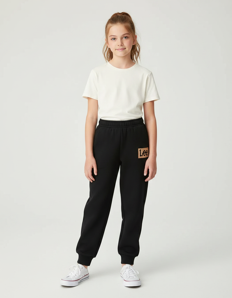 Pantalon Noir Molleton Imprimé Confortable Décontracté