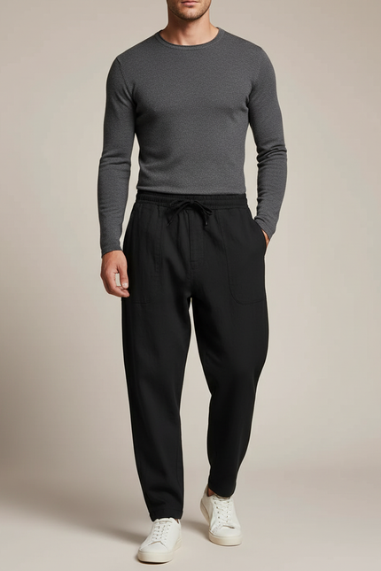 Pantalon Toile Noir Homme