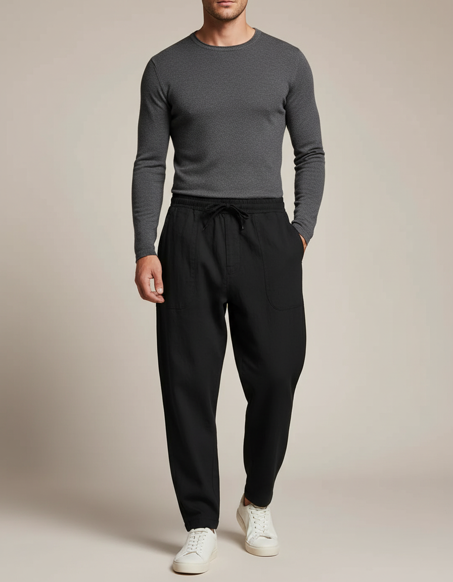 Pantalon Toile Noir Homme