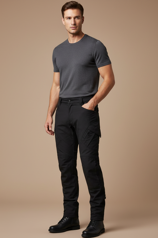 Pantalon Noir Cargo Homme Ajusté Moderne - Gabardine