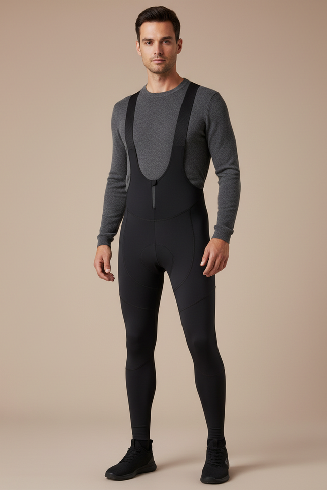Pantalon Noir Cyclisme Thermique Bretelles Homme Rembourré - Polyester