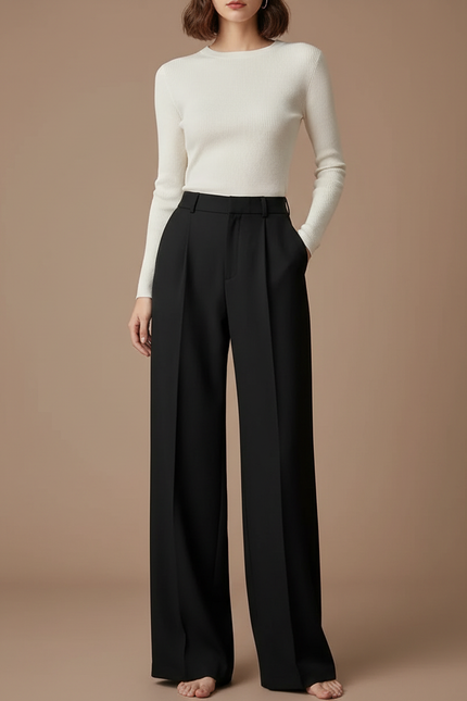 Pantalon De Tailleur Femme Noir - Gabardine