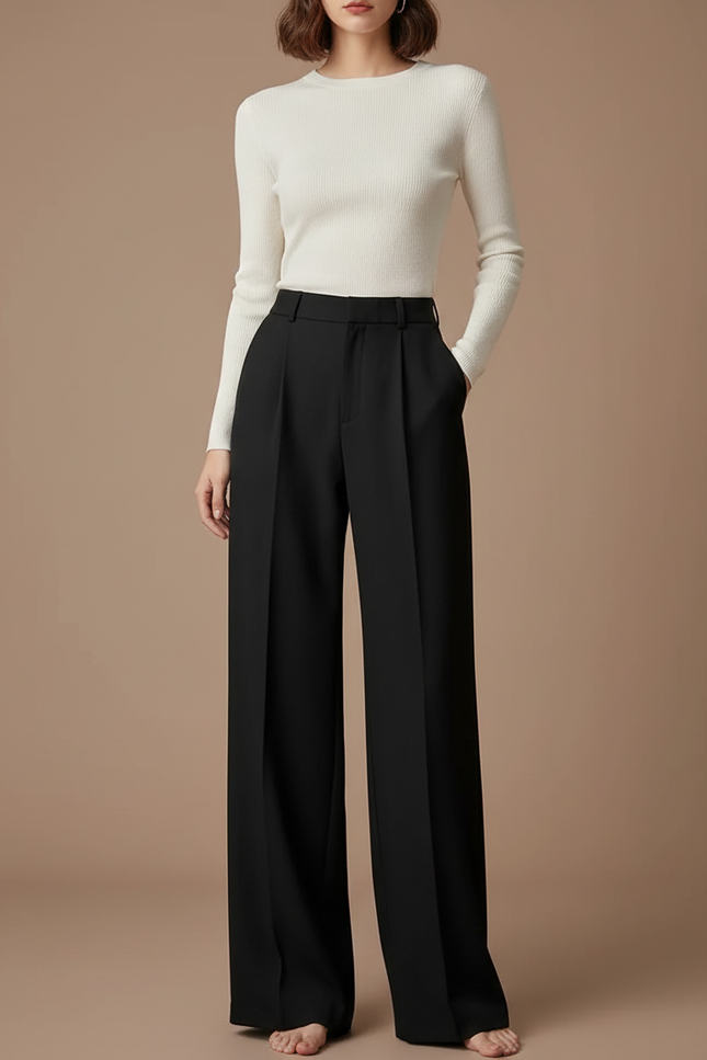 Pantalon De Tailleur Femme Noir - Gabardine
