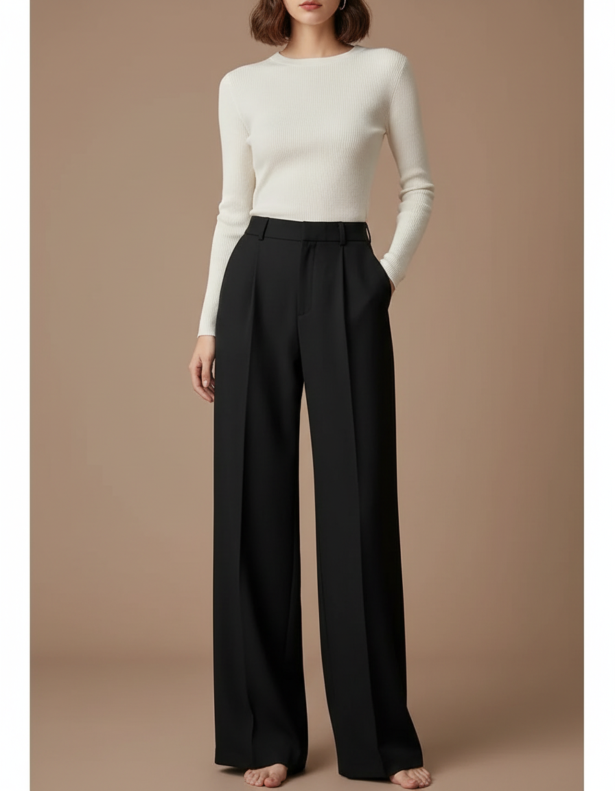Pantalon De Tailleur Femme Noir - Gabardine