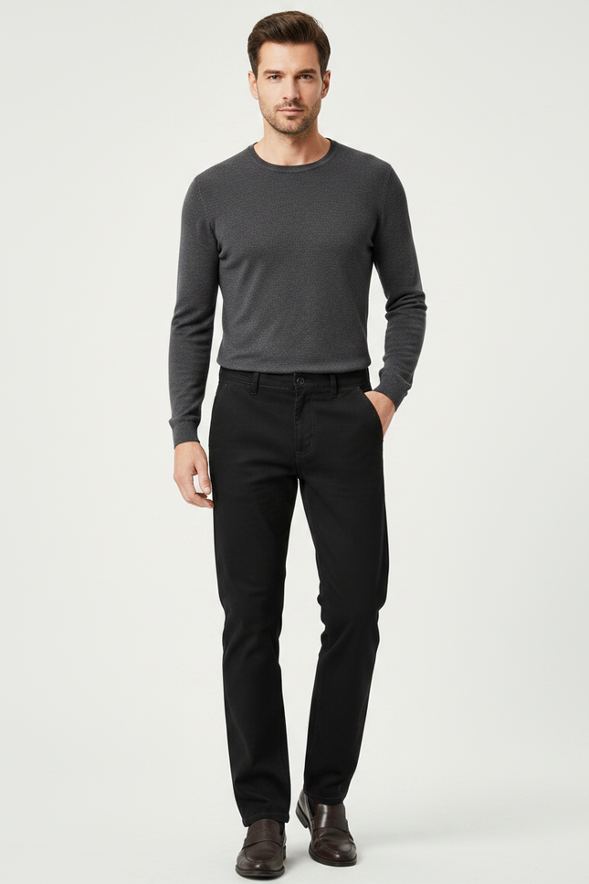 Pantalon Noir Slim Business Droit Élastique - Gabardine