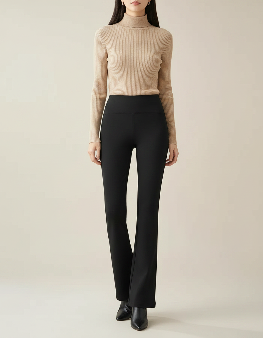 Pantalon Flare Noir Femme - Maille