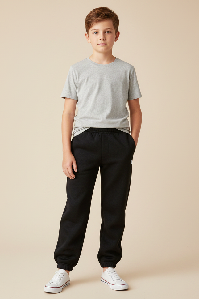 Pantalon Noir Jogging Garçon Confortable Sport - Molleton