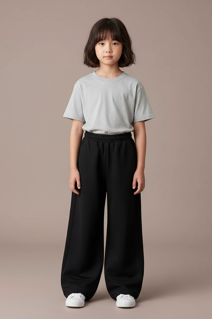 Pantalon Noir Ample Confortable Fille Décontracté - Molleton