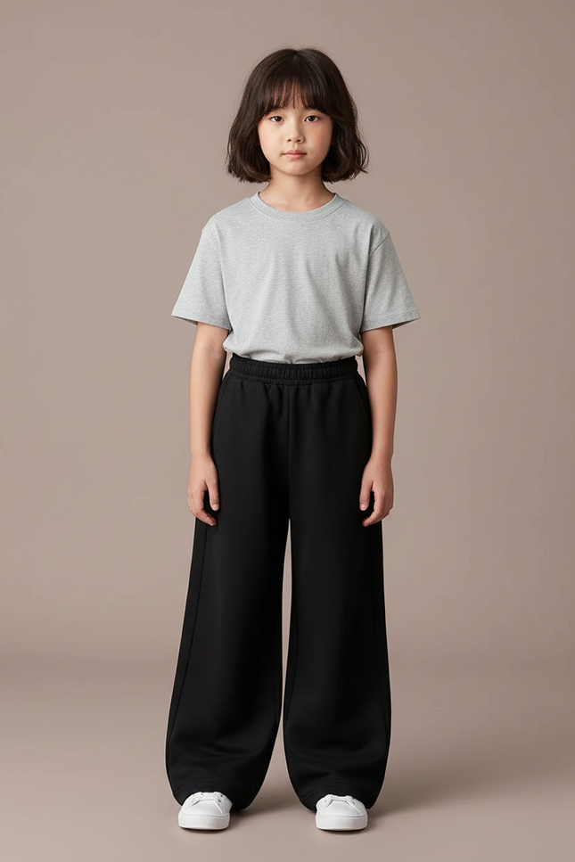 Pantalon Noir Ample Confortable Fille Décontracté - Molleton