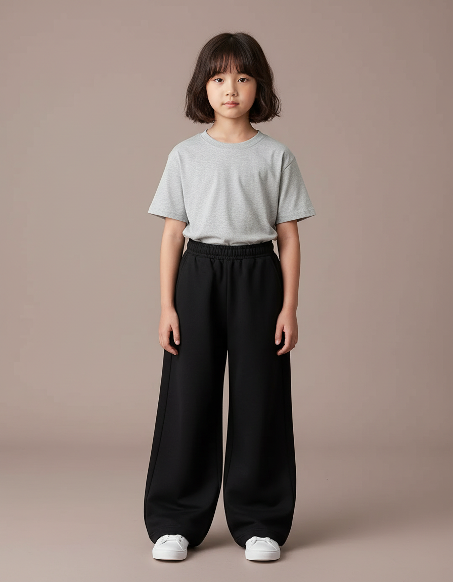 Pantalon Noir Ample Confortable Fille Décontracté - Molleton