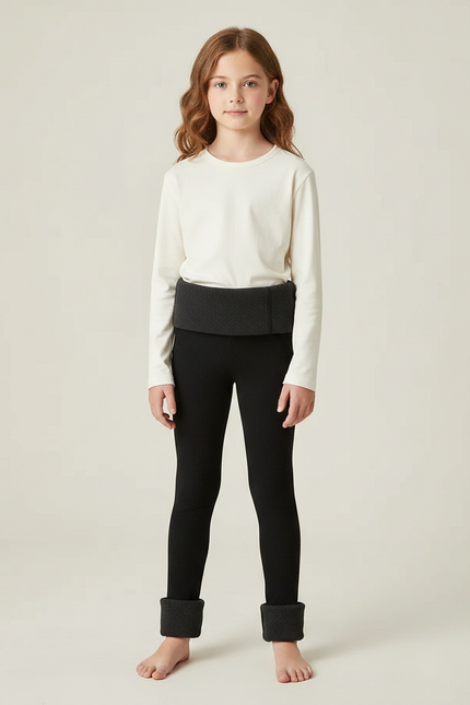 Pantalon Noir Côtelé Doublé Chaud Enfant - Maille