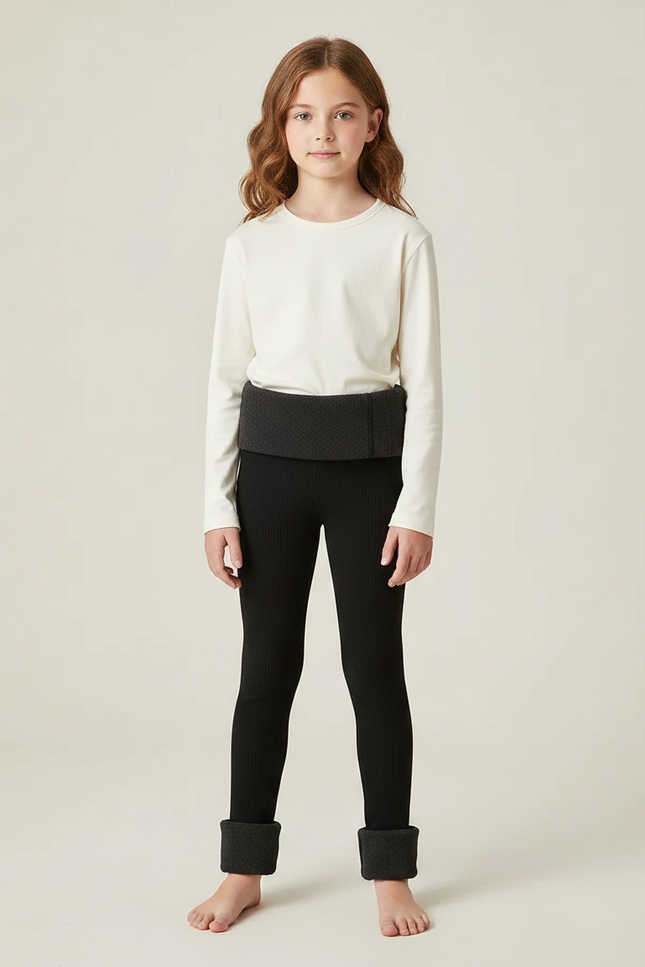 Pantalon Noir Côtelé Doublé Chaud Enfant - Maille