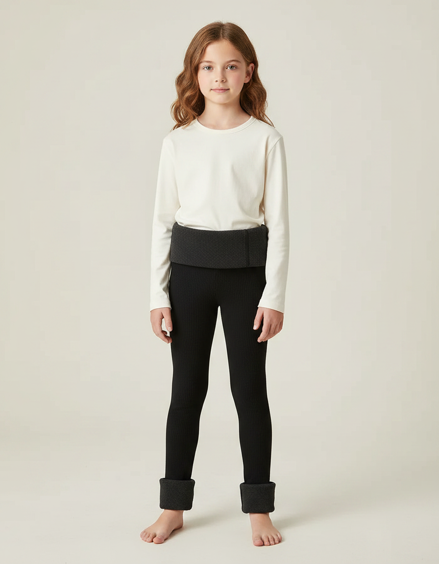 Pantalon Noir Côtelé Doublé Chaud Enfant - Maille