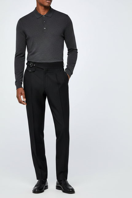 Pantalon Noir Habillé Élégant Droit Homme - Gabardine