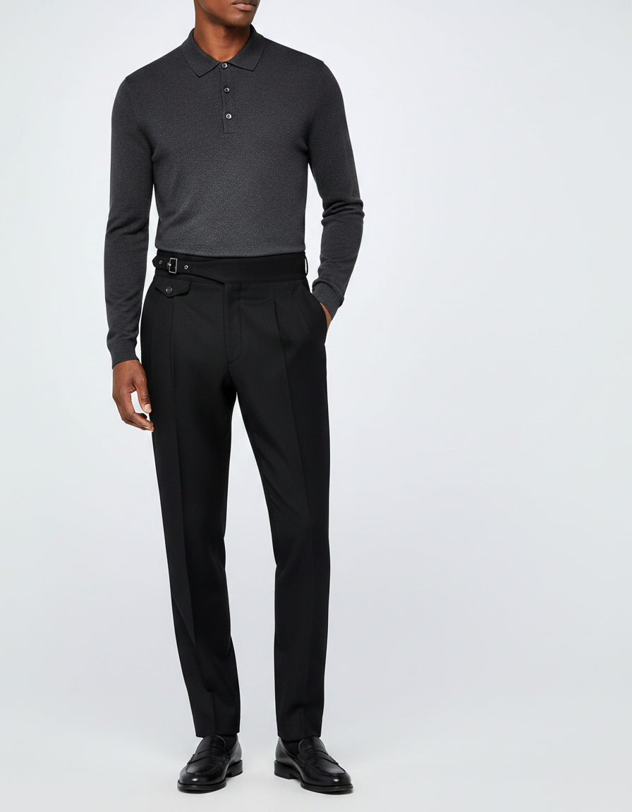 Pantalon Noir Habillé Élégant Droit Homme - Gabardine