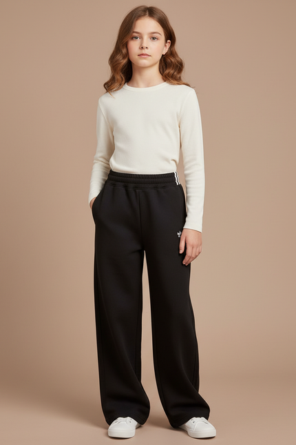 Pantalon Noir Ample Coton Enfant Sport - Molleton