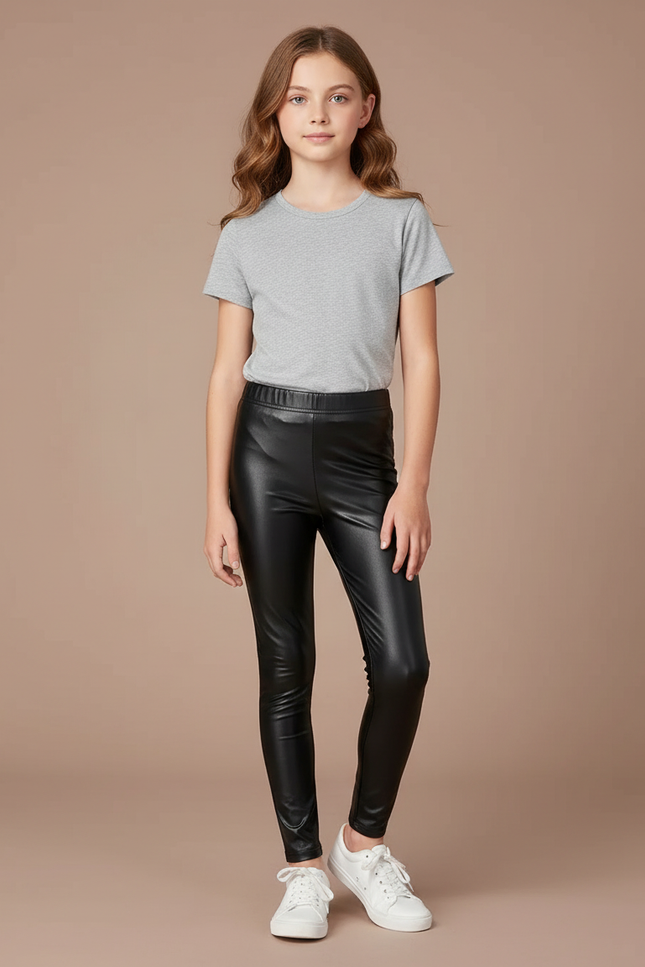 Pantalon Noir Similicuir Fille Moulant Hiver - Simili cuir