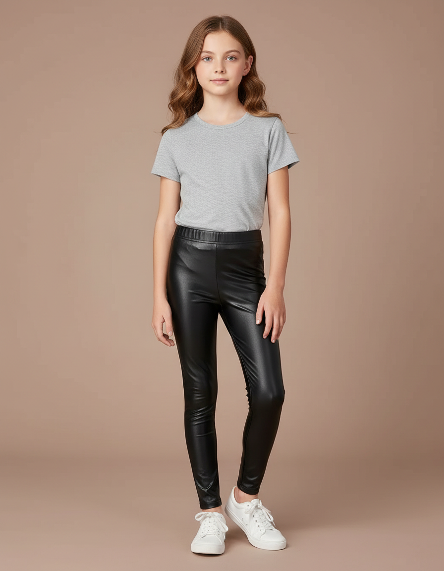 Pantalon Noir Similicuir Fille Moulant Hiver - Simili cuir