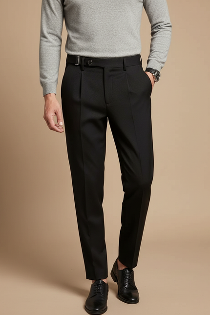 Pantalon Noir Homme Ajusté Élégant Habillé Formel - Gabardine