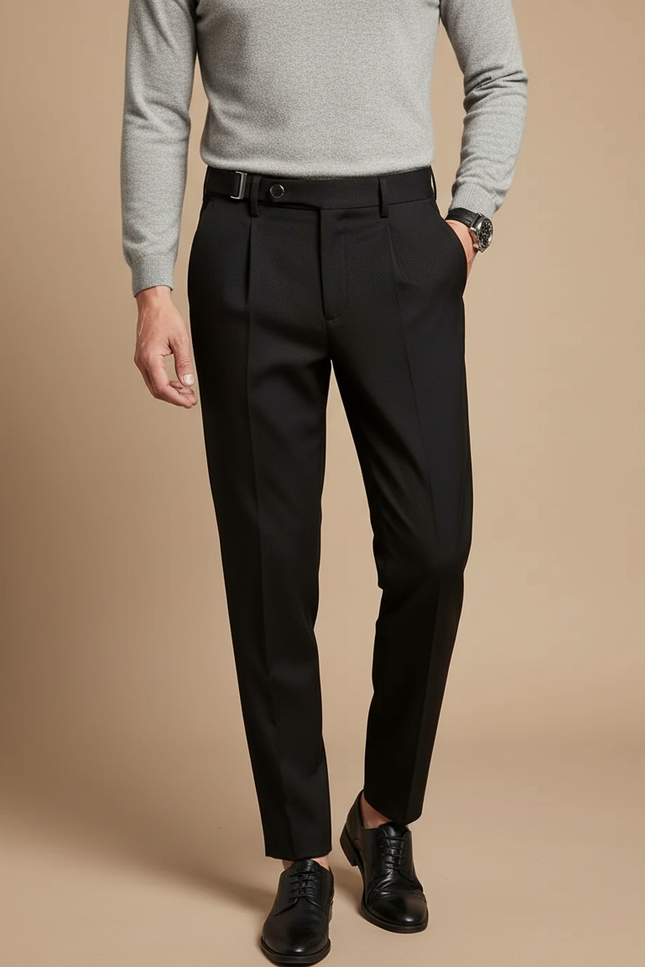Pantalon Noir Homme Ajusté Élégant Habillé Formel - Gabardine