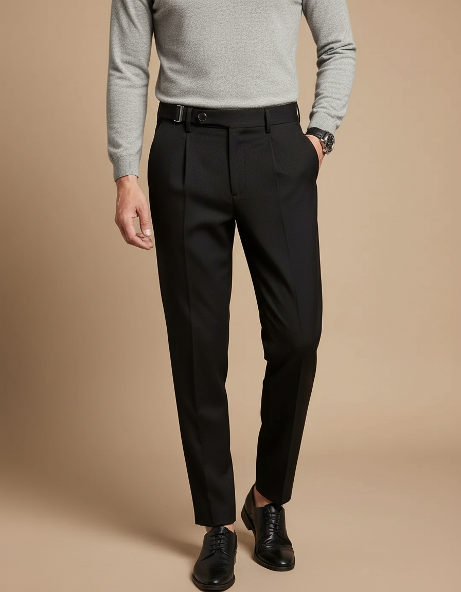 Pantalon Noir Homme Ajusté Élégant Habillé Formel - Gabardine