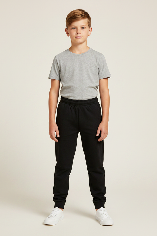Pantalon Noir Jogging Enfant Coton Sport Décontracté - Molleton