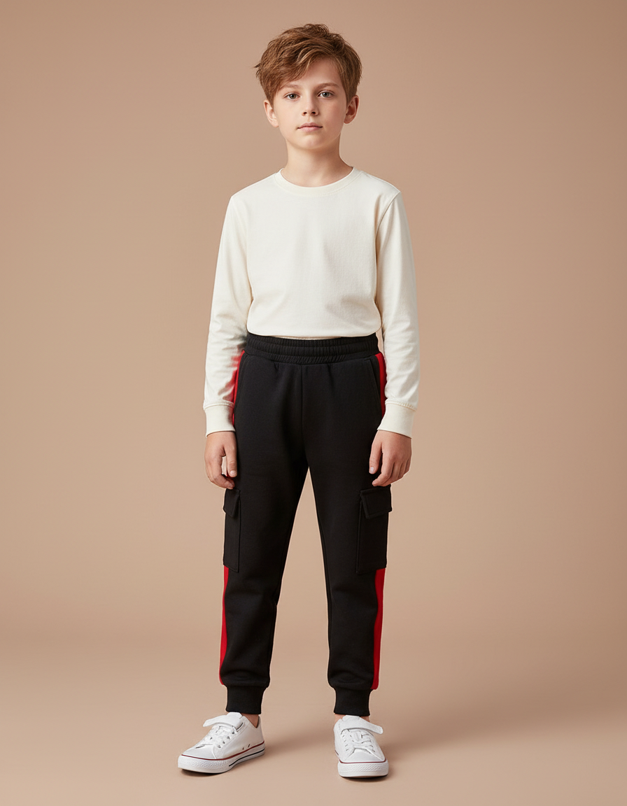 Pantalon Noir Bande Laterale - Molleton