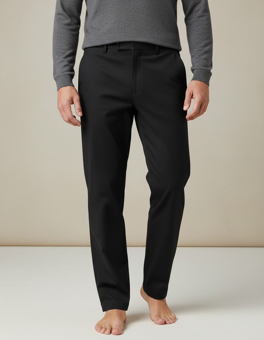 Pantalon Noir Droit Habillé Élégant Homme - Polyester